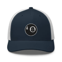 Pink trucker hat featuring 8 Ball Pool Billiards Embroidered Retro embroidered artwork, product image 9