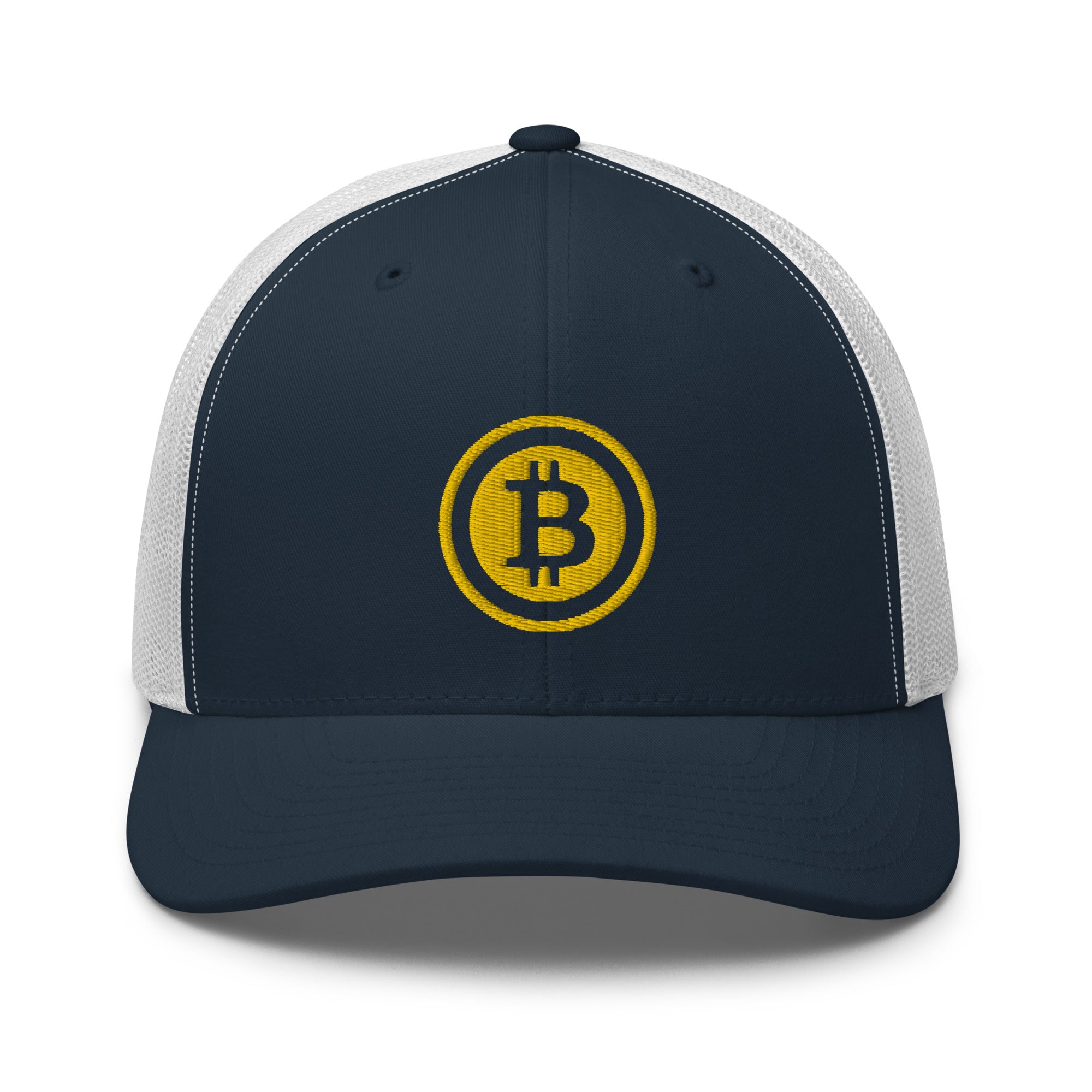 Yellow Bitcoin Crypto Currency Symbol Ticker Embroidered Trucker Cap Snapback Hat