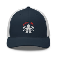 Pink trucker hat featuring Cthulhu The Elder Gods Embroidered Retro embroidered artwork, product image 7