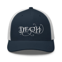Pink trucker hat featuring Whimsical Death - This is the End embroidered artwork, product image 7
