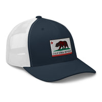 Heather/ Black trucker hat featuring California U.S. State Flag Embroidered Retro embroidered artwork, product image 8