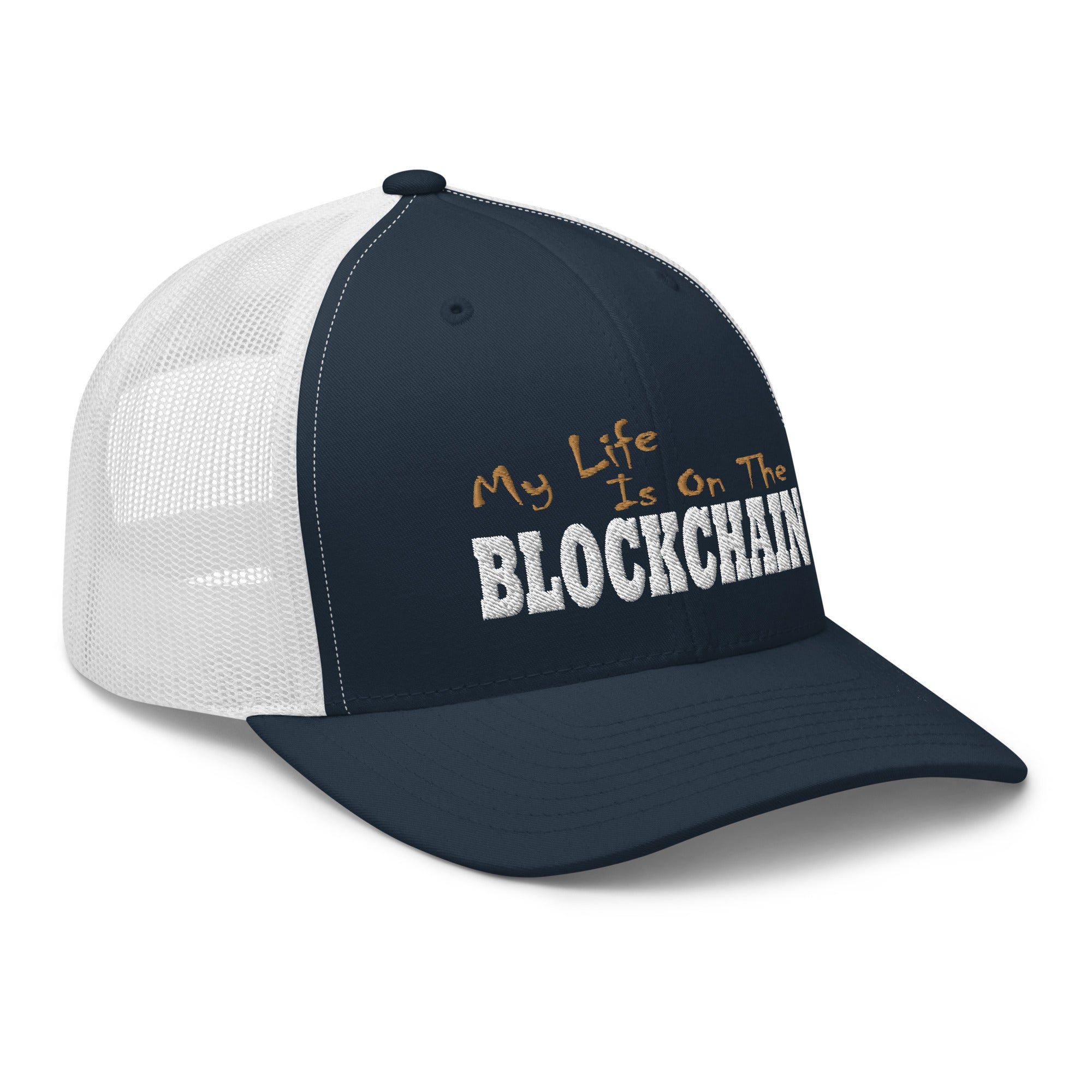 My Life is on the Blockchain Crypto Satire Bitcoin Trucker Cap Snapback Hat