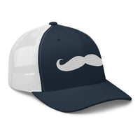 Charcoal/ Black trucker hat featuring Wild West Handlebar Mustache embroidered artwork, product image 5