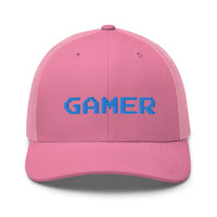 trucker hat featuring 8 Bit Gamer Embroidered Retro embroidered artwork, product image 19
