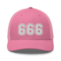 trucker hat featuring White 666 Number of the Beast Embroidered Retro embroidered artwork, product image 18