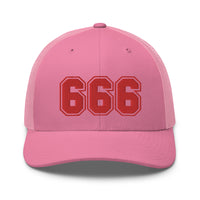 trucker hat featuring Red 666 Number of the Beast Embroidered Retro embroidered artwork, product image 19