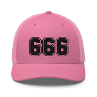 trucker hat featuring Black 666 Number of the Beast Embroidered Retro embroidered artwork, product image 19