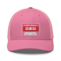 trucker hat featuring 80's Style Retro Cassette Mix Tape Embroidered Retro embroidered artwork, product image 18