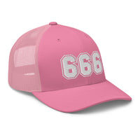 trucker hat featuring White 666 Number of the Beast Embroidered Retro embroidered artwork, product image 19