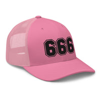 trucker hat featuring Black 666 Number of the Beast Embroidered Retro embroidered artwork, product image 20