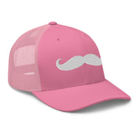 Heather/ Black trucker hat featuring Wild West Handlebar Mustache embroidered artwork, product image 7