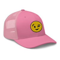 Heather Grey/White trucker hat featuring Winking Face Emoji Emoticon embroidered artwork, product image 8