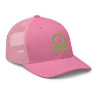 Heather Grey/White trucker hat featuring Green Troll Cross embroidered artwork, product image 7