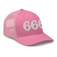 White trucker hat featuring White 666 embroidered artwork, product image 8