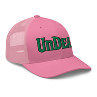 White trucker hat featuring Undead Zombie embroidered artwork, product image 7