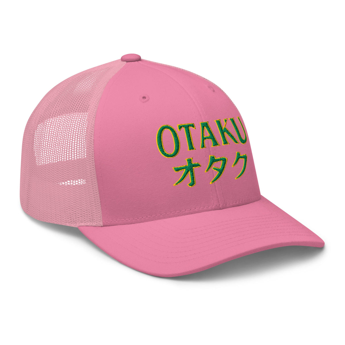 White trucker hat featuring Otaku オタク Japanese Culture embroidered artwork, product image 7