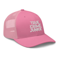 trucker hat featuring True Crime Junkie embroidered artwork, product image 8