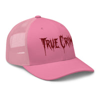 White trucker hat featuring Blood Drip embroidered artwork, product image 7