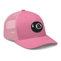 trucker hat featuring Black 8 Ball Billiards embroidered artwork, product image 8