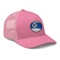 White trucker hat featuring Ten Ball Billiards embroidered artwork, product image 7
