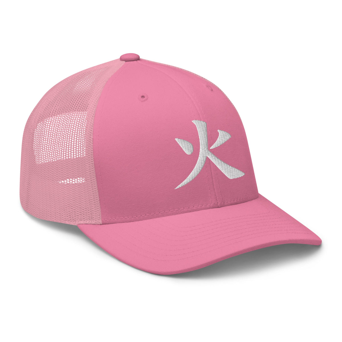 trucker hat featuring Japanese Kanji Fire 火 embroidered artwork, product image 8