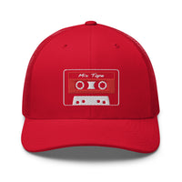 Moss/ Khaki trucker hat featuring 80's Style Retro Cassette Mix Tape Embroidered Retro embroidered artwork, product image 12