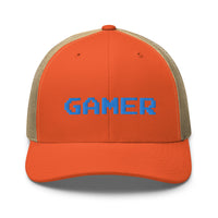 trucker hat featuring 8 Bit Gamer Embroidered Retro embroidered artwork, product image 17