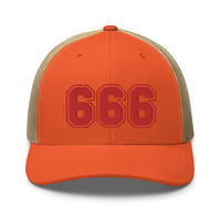 trucker hat featuring Red 666 Number of the Beast Embroidered Retro embroidered artwork, product image 17
