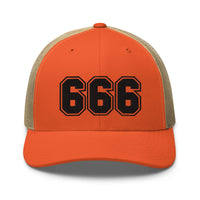 trucker hat featuring Black 666 Number of the Beast Embroidered Retro embroidered artwork, product image 17