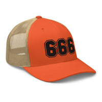 trucker hat featuring Black 666 Number of the Beast Embroidered Retro embroidered artwork, product image 18