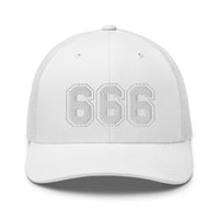 trucker hat featuring White 666 Number of the Beast Embroidered Retro embroidered artwork, product image 26