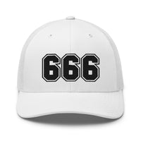 trucker hat featuring Black 666 Number of the Beast Embroidered Retro embroidered artwork, product image 27
