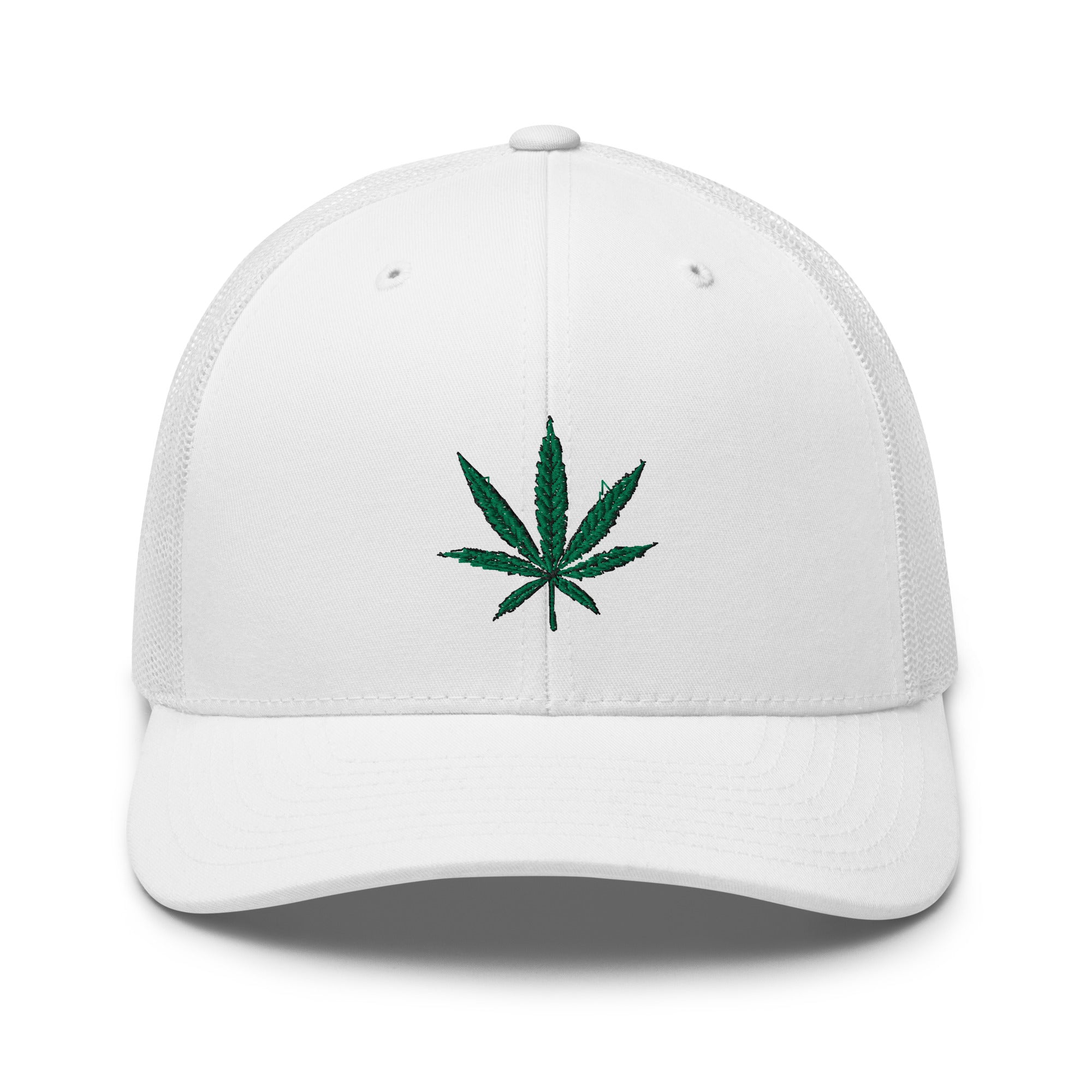 Cannabis Pot Leaf Marijuana Embroidered Retro Trucker Cap Snapback Hat