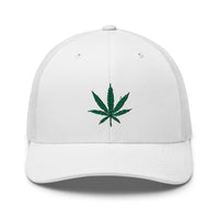 trucker hat featuring Cannabis Pot Leaf Marijuana Embroidered Retro embroidered artwork, product image 17