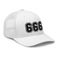 trucker hat featuring Black 666 Number of the Beast Embroidered Retro embroidered artwork, product image 28