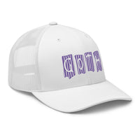 trucker hat featuring Purple Vertical Stripe Goth embroidered artwork, product image 18