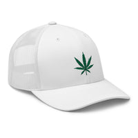 trucker hat featuring Cannabis Pot Leaf Marijuana Embroidered Retro embroidered artwork, product image 18