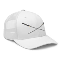 trucker hat featuring Dual Samurai Swords Anime Warrior embroidered artwork, product image 9