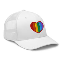 trucker hat featuring Gay Pride Rainbow Colors Heart embroidered artwork, product image 10