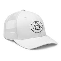 trucker hat featuring Philosopher's Stone Black Alchemy Symbol embroidered artwork, product image 10