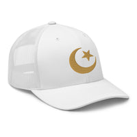 trucker hat featuring Star and Crescent Moon Gold Ancient Symbol embroidered artwork, product image 10