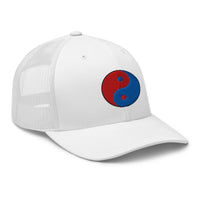 trucker hat featuring Fire Ice Yin Yang Chinese Symbol embroidered artwork, product image 10