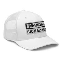 trucker hat featuring White Warning Sign Bio Hazard embroidered artwork, product image 10
