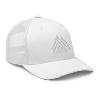 trucker hat featuring White Viking The valknut Triangles of Power embroidered artwork, product image 10