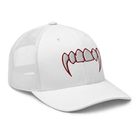 trucker hat featuring Bloody Dracula Vampire Fangs embroidered artwork, product image 10