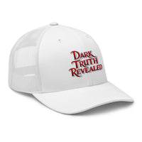 trucker hat featuring Dark Truth Revealed True Crime embroidered artwork, product image 9