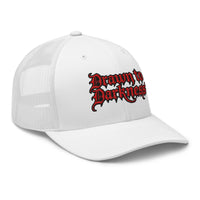 trucker hat featuring Drawn to Darkness Horror embroidered artwork, product image 9