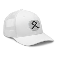trucker hat featuring Othala Rune embroidered artwork, product image 9