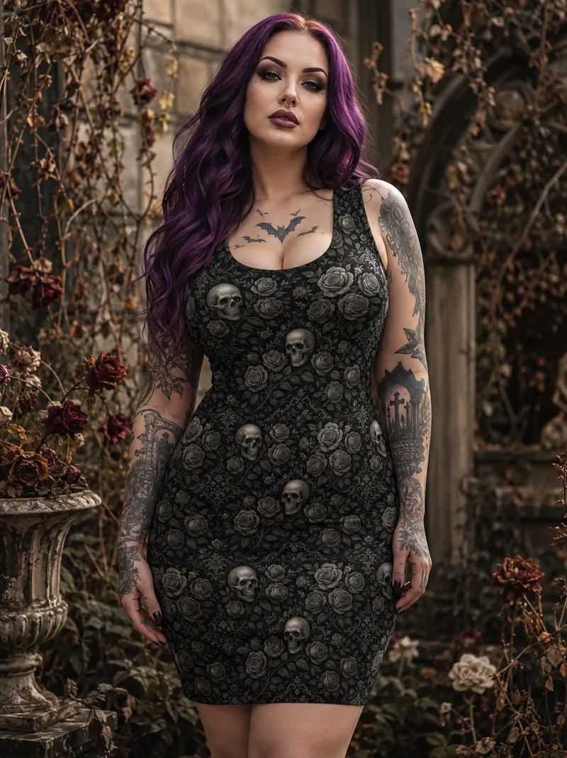 Skull & Roses Bodycon Dress