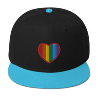 Gay Pride Rainbow Colors Heart Embroidered Flat Bill Cap embroidered snapback hat, product image 14